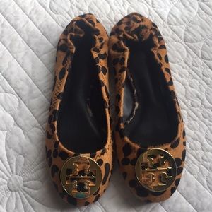 Calf hair leopard Tory Burch flats size 9.